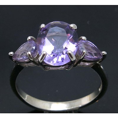 Sterling Silver Natural Amethyst Ring