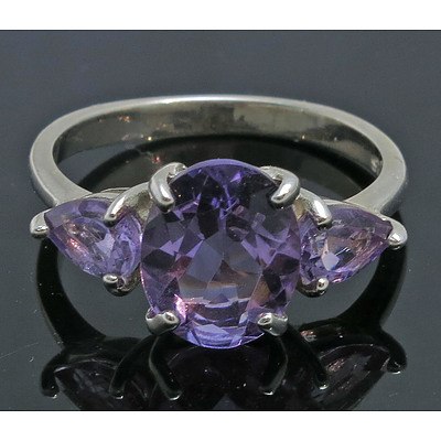 Sterling Silver Natural Amethyst Ring