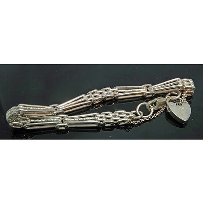 Sterling Silver Gate-Link Bracelet With Parrot & Padlock