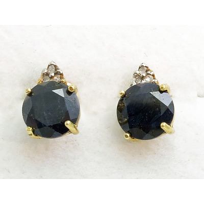 10ct Gold Sapphire & Diamond Earrings