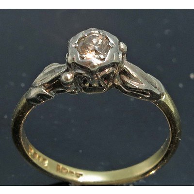 Vintage Cognac Diamond Ring-18ct Gold & Palladium
