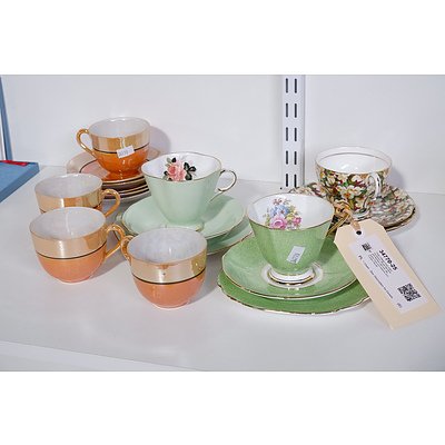 Three Vintage Trios including Roslyn, Royal Standard and Windsor with four Japanese Cups and Saucers and a Spare Saucer