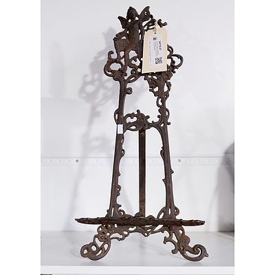 Antique Style Cast Metal; Easel with Fairy and Cherub Filigree Motif