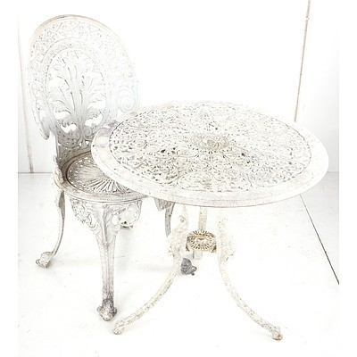 Vintage Cast Alloy Garden Table and Matching Chair