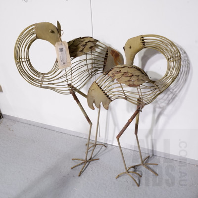 Two Metal Garden Art Flamingo Figures (2)