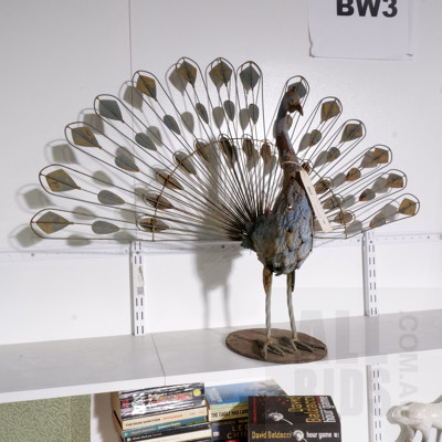 Metal Garden Art Peacock Figure