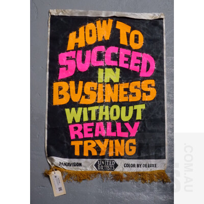 Vintage 1967 Cloth Banner the Movie For How to Succeed in Buisness Without Trying