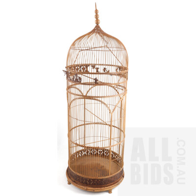 Very Large Antique Rustic Metal Aviary with Cast Metal Lacework Border, Early to Mid 20th Century