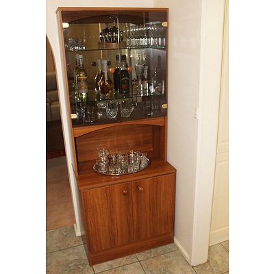 Two Wall Units With Drinkware and Liqueurs