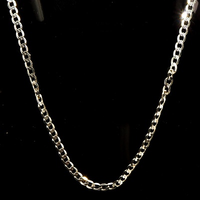 9ct White Gold File Curb Link Chain, 3.65g