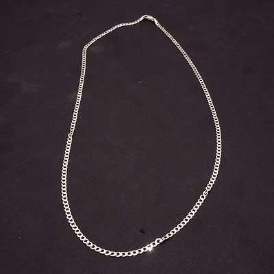 9ct White Gold File Curb Link Chain, 3.65g