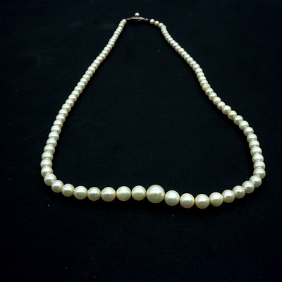 Strand of Cultured Pearls, Light Creme in Colour, Very High Lustre, Clasp with Mikimoto Emblem