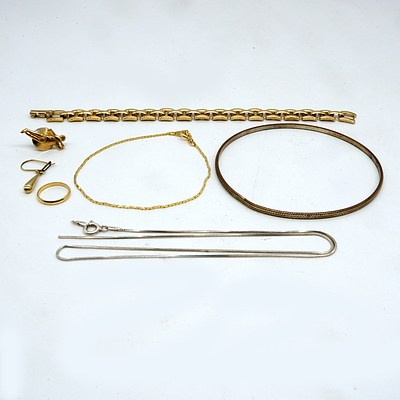 Sterling Silver Chain and Various Gold Plated Jewellery