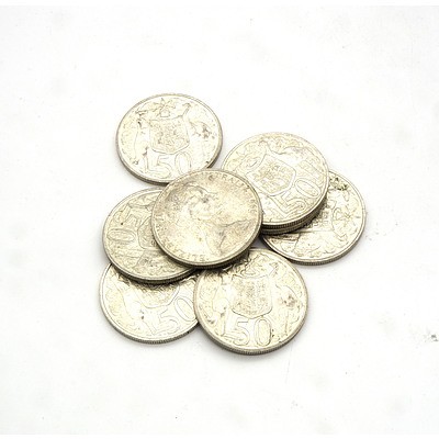 Eight 1966 Australian Round 50 Cent Coins
