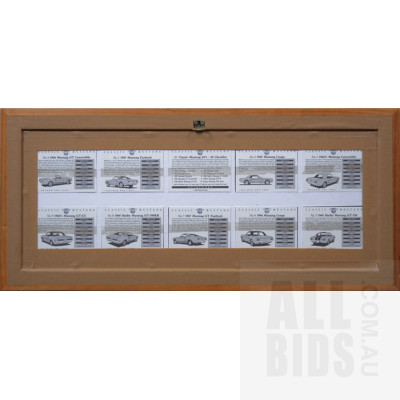 Framed Set of Ten Vintage Ford Mustang Collector Cards - Double Sided Frame
