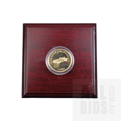 Set of Five American Muscle Car 22 Ct Gold Plated Medallions in Rosewood Display Cases (5)