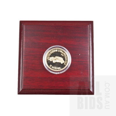 Set of Five Australian Muscle Car 22 Ct Gold Plated Medallions in Rosewood Display Cases (5)