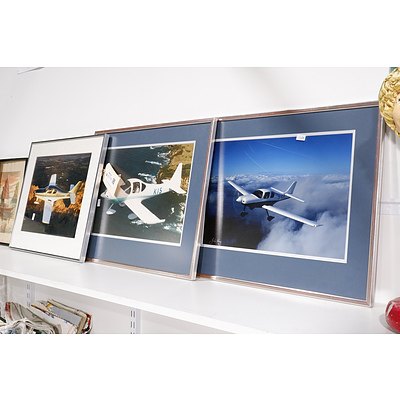 Three framed Aircraft Photographs - One Signed by John King