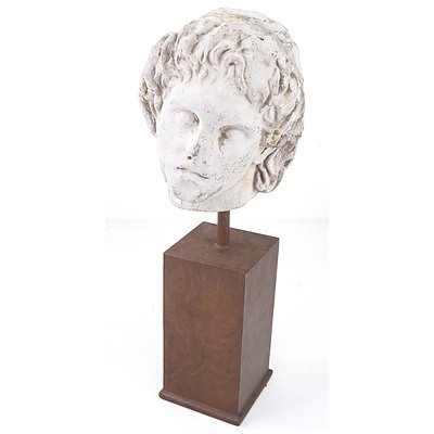 Classical Style Cast Concrete Bust on Stand