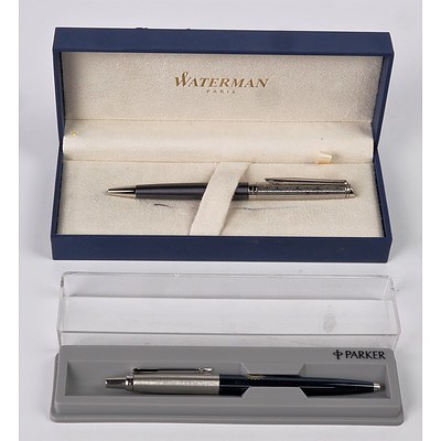 Waterman Ball Point Pen and a Parker Pen with Rotary Club Logo