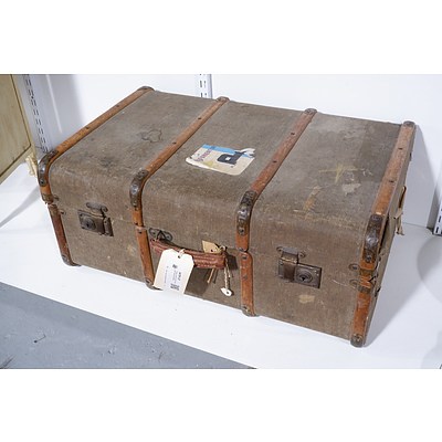 Antique Canvas Travel Case with Wooden Bindings