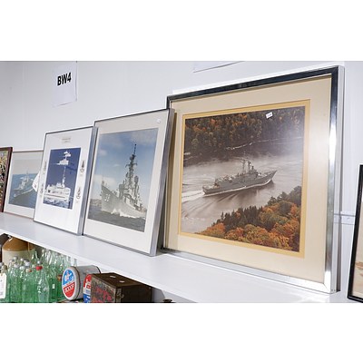Four Framed Naval Ship Photographs