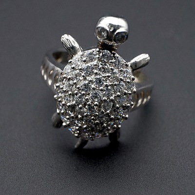 Sterling Silver and CZ Tortoise Ring