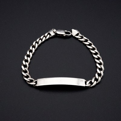 Sterling Silver Men's Curb Link Bracelet, 18.2g