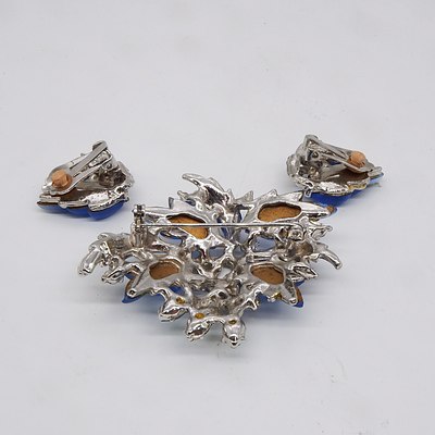 Good Vintage Costume Jewellery Brooch with Matching Earrings