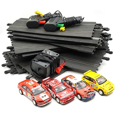 Large Slot Car Set, Including Four Scalextric Rally Cars 