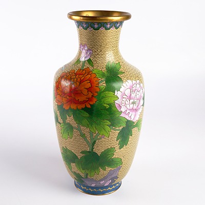 Large Cloisonne Vase with Famille Rose Motif