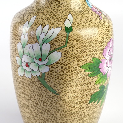 Large Cloisonne Vase with Famille Rose Motif