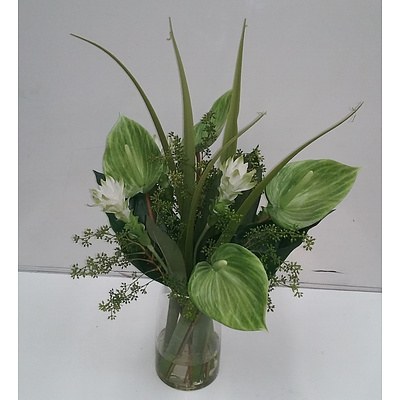 Artificial Flower In Acrylic Vase