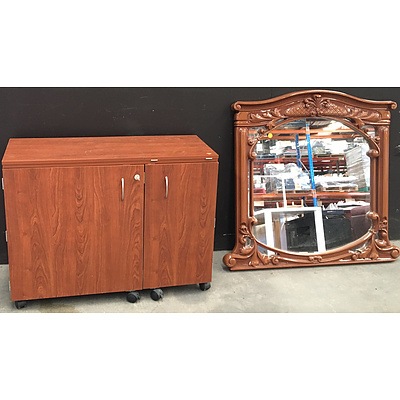 Sewing Cabinet And Composite Plastic Ready To Hang Mirror - Lot Of Two