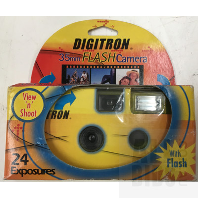 Bulk Lot Of, Digitron 35mm Flash Cameras And Skateboard Decks