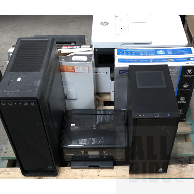 Assorted Printers & ThermalTake Desktop Cases - Lot of Seven