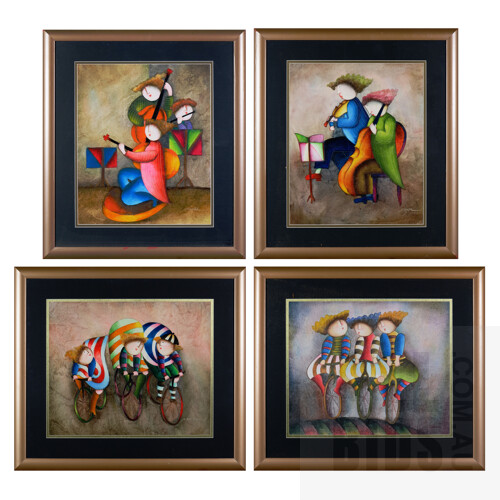 Four Framed Joyce Roybal Reproduction Prints, largest 88 x 78 cm (4)