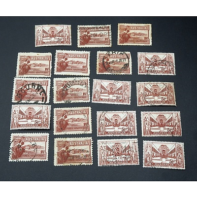Group of Australian Pre Decimal Stamps, 1927 Parliament House 1 1/2d and Australian War Memorial 5 1/2d