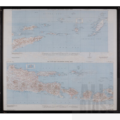 Double Sided Framed AAF Clothed Map of the Southwest Pacific Area