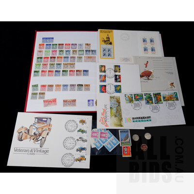 Collection of Australian and International Stamps, Including First Day Covers, Stamp Sheets and More