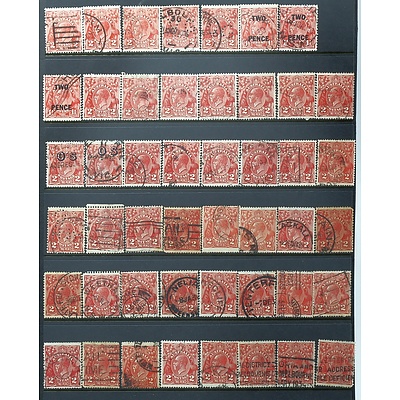 Sheet of King George V Two Pence Stamps