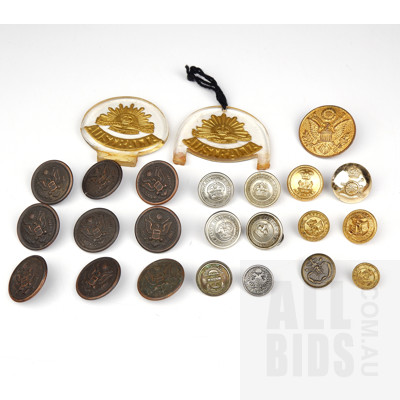 Assorted Vintage Military Buttons and other Collectibles