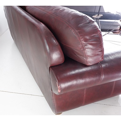 Moran Deep Burgundy Leather Upholstered Three Seater Dorchester Lounge
