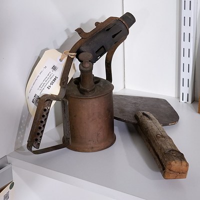 Vintage Companion Blowtorch and Shingle Splitting Tool with Wooden Handle (2)