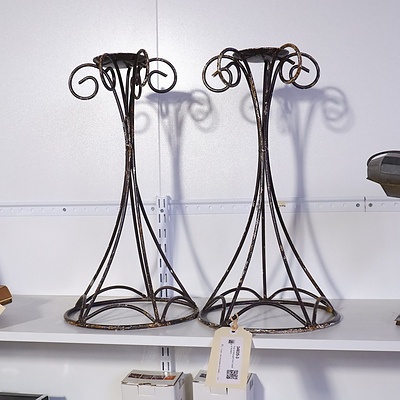 Pair of Wrought Iron Candle Holders
