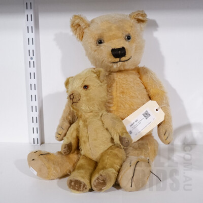 Two Vintage Teddy Bears with Articulated Limbs