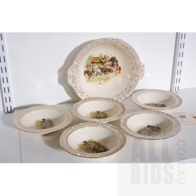 Vintage H&K Tunstall Porcelain Seven Piece Dessert Set