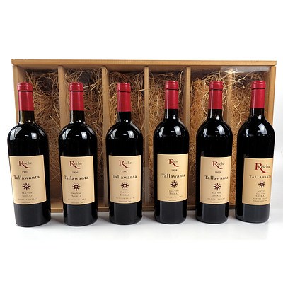 Roche Tallawanta Hunter Valley Old Vine Shiraz - Set of Six Bottles 1995-2000 in Timber Display Case