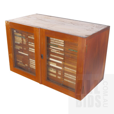 Vintage Timber Specimen Cabinet with Two Glass Panelled Doors and 50 Internal Drawers - Ex Bureau of Mineral Resources  Circa 1960s