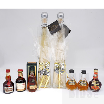 Flaschengeist Honey Brandy and Whisky Liqueur 210ml and Six Assorted Miniature Bottles